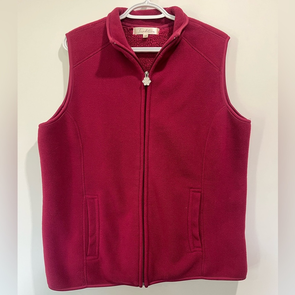 Tradition Pink Fleece Vest Women’s L/G 16 Cottagecore grandmacore cozy